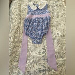 The Beaufort Bonnet Company Blue and Purple Bubble Romper
